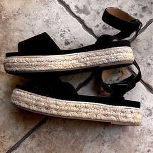 Steve Madden Gabi Platform Espadrille Black Suede Sandals